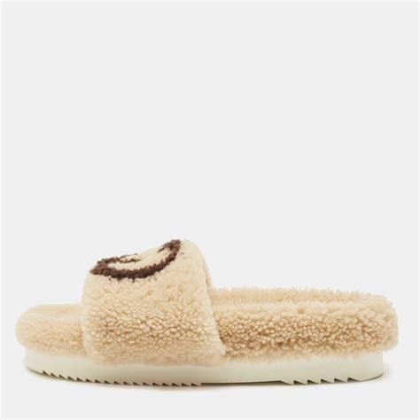 gucci shearling slides|gucci fur slides.